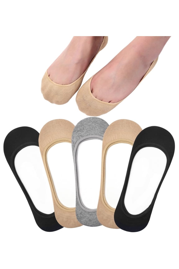 Ultra Low Cut Liner Socks Women No Show Non Slip Hidden Invisible for Flats Boat Summer 5 Pairs