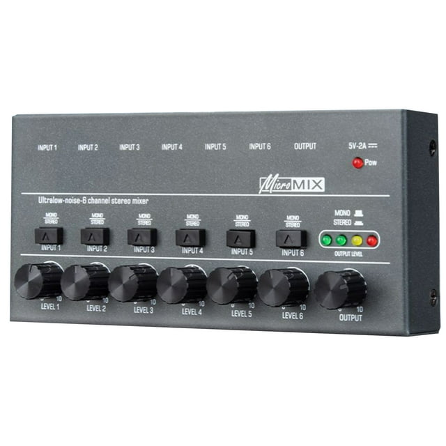 Ultra Low-Noise 6-Channel Line Mixer Mini Audio Mixer Type-C/Computer Powered