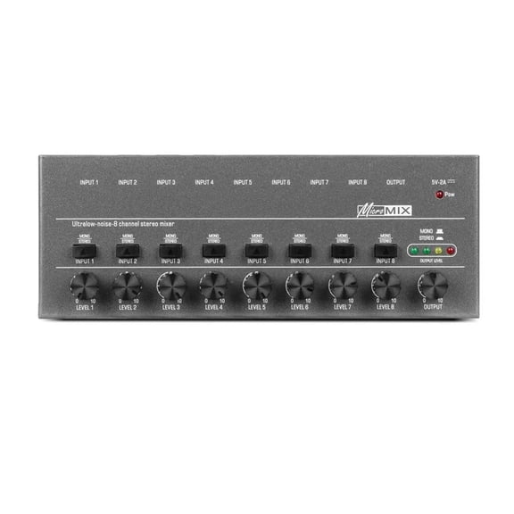 Ultra-Low Noise 8Channel Line Mixer Stereo Audio Mixer Audio Mixer Small Mixer