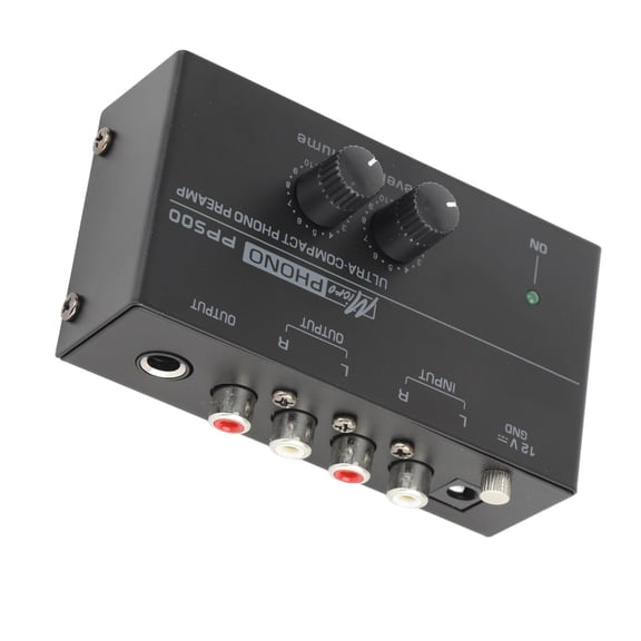 Ultra Low Noise Phono Turntable Preamp with RCA and 1/4 Inch Inputs and Outputs PP500 Gold Plated Independent Volume Control Phonograph Preamplifier for Vinyl Record Player US Plug
