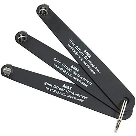 Ultra Low Profile Offset Screwdriver Set 3 Piece, 90 Degree Straight Slim Plate For Tight Area, Made in Japan, Black$$Tools & Hardware Other