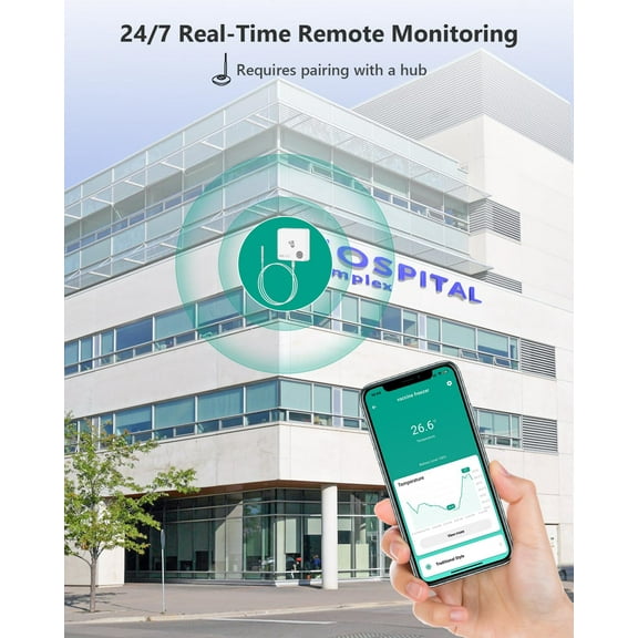 Ultra Low Wireless Freezer Thermometer -328°F to 392°F, Temperature Alarm, Email & App Alert, Data Logging, No Subscription