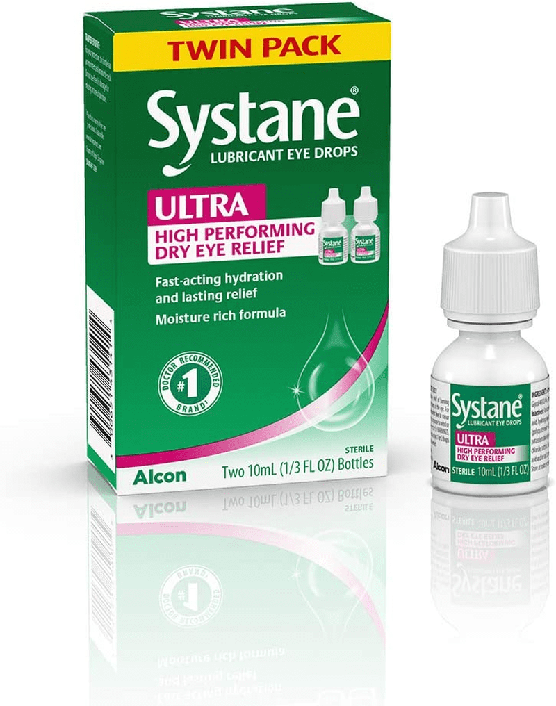 Ultra Lubricant Eye Drops, Artificial Tears for Dry Eye, Twin Pack, 10