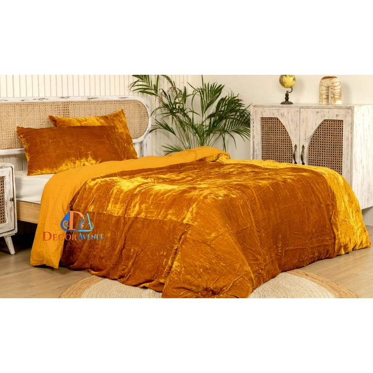 Ultra-Luxe Soft Velvet Duvet Cover, Boho Bedding UO Comforter Bedding Donna  Cover, 3 Pcs Set Gold Mustard Duvet Set, Velvet Bedding Set 