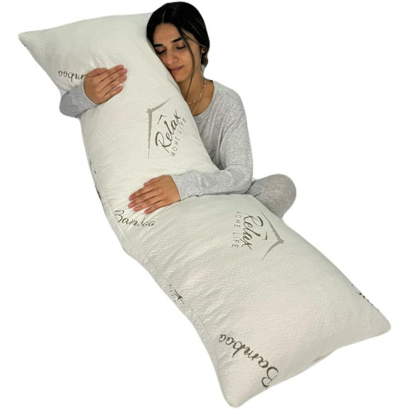 Ultra-Luxury Full Size Body Pillow All USA Best Shredded Memory Foam & Cool-Vent Viscose of Bamboo Cover | Long Cuddle Size for Pregnancy, Side, & Stomach Sleepers | Adult 20 x 54