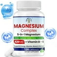 thumbnail image 1 of Magnesium Complex Supplement 420mg - Vitamin B6 | 5-in-1 Magnesium Supplement for Women & Men | USA Made Magnesium for Sleep Support - 120 Veggie Capsules, 1 of 5
