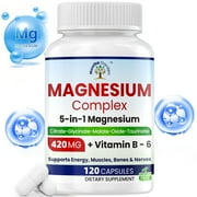 Magnesium Complex Supplement 420mg - Vitamin B6 | 5-in-1 Magnesium Supplement for Women & Men | USA Made Magnesium for Sleep Support - 120 Veggie Capsules