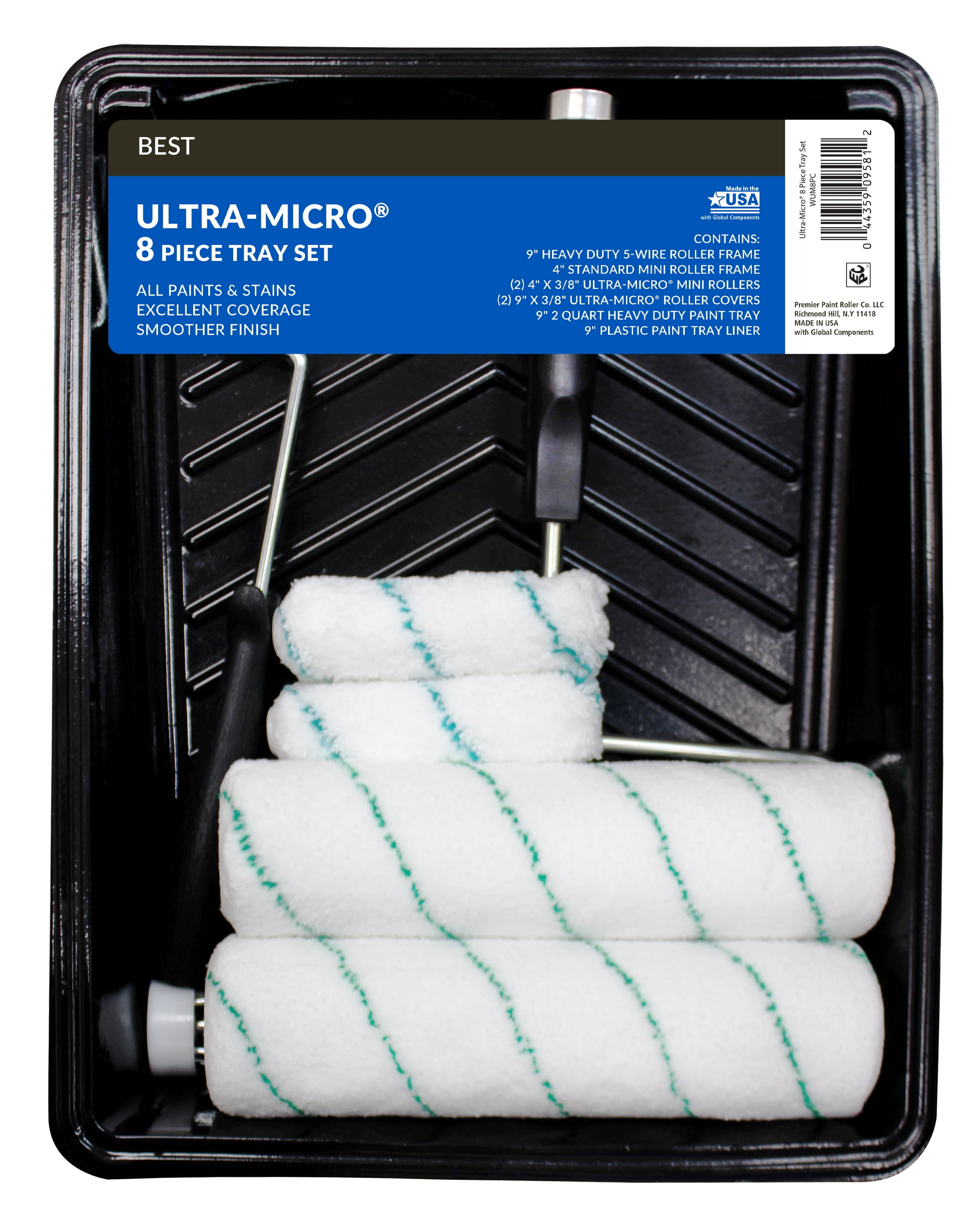Best 8-Piece Ultra-Micro Paint Roller Kit with Plastic Tray