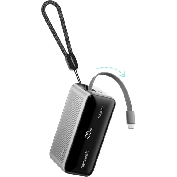 Ultra Mini 10000mAh 45W Portable Charger, Flight-Safe Compact Power Bank, Small & Lightweight Travel Battery Pack with 2.3 ft USB-C Retractable Cable for iPhone 17/16, iPad, Galaxy, Pixel