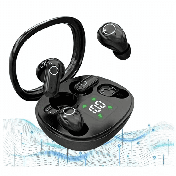 Ultra Mini Bluetooth Earbuds 2-Pack, Tiny Invisible Wireless Earphones with LED Power Display, Built-in Mic, IPX5 Waterproof for Side Sleepers, Sports, Work - Black