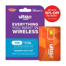 Ultra Mobile 30 Day Wireless Prepaid SIM Card Kit, 3GB Plan