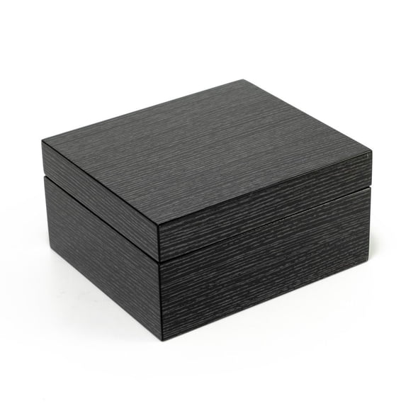 Ultra-Modern 18 Note Hi Gloss Black Apricot Finish Jewelry Box - Over 400 Song Choices - White Christmas