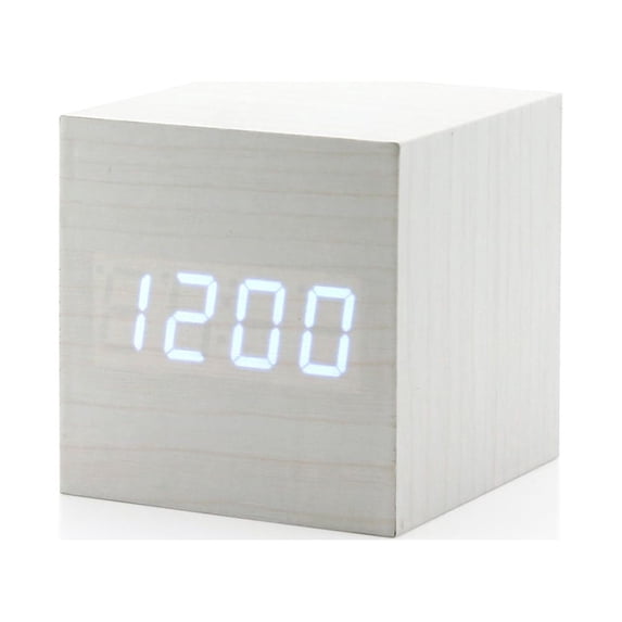 Ultra Modern Wooden LED Clock Square Cube Digital Alarm Thermometer Timer Calendar Updated 2016 Brighter LED