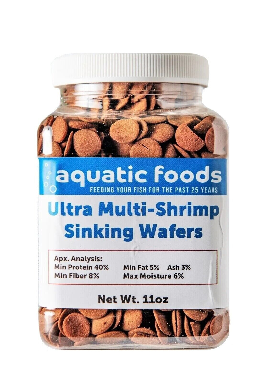 Ultra Multi-Shrimp 1/2" Small Sinking Wafers for Bottom Fish, Shrimp, Snails, Crabs, Crayfish, All Tropical Fish...11oz Small Jar