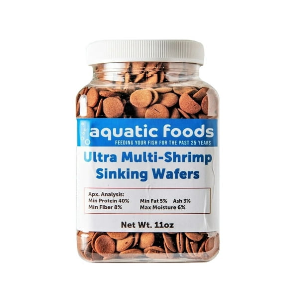 Ultra Multi-Shrimp 1/2" Small Sinking Wafers for Bottom Fish, Shrimp, Snails, Crabs, Crayfish, All Tropical Fish...11oz Small Jar