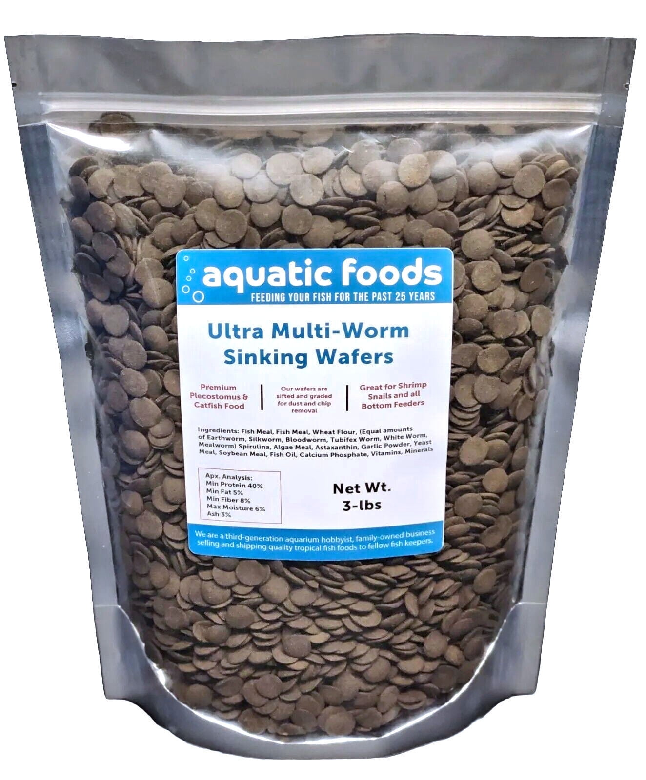 Ultra Multi-Worm 1/2 Sinking Wafers of 6-Types of Worms. Ideal for Bottom  Fish, Plecos, Shrimp, Snails, Crayfish, All Herbivorous and Omnivorous  Tropical Fish3-lb Bag 
