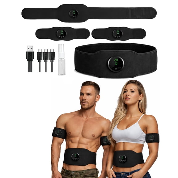 Ultra Muscle Fitness AB Belt, Adjustable Toning Belt, 12 Modes & 19 Intensity Levels, Core Muscle Firming & Strengthening Workout Equipment for Abs, Arms, Legs Black