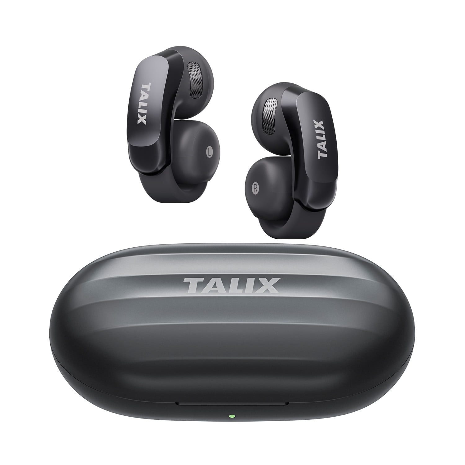 Ultra Open-Ear Earbuds,5.2g Clip-On Headphones,Clear Calls with 4 Mics,Stable Fit for Comfort,13.4mm Drivers for Powerful Bass,Open-Ring Design,Black