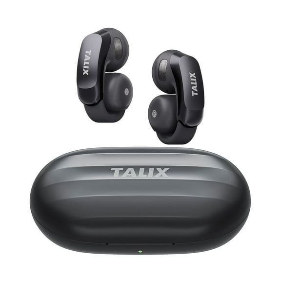 Ultra Open-Ear Earbuds,5.2g Clip-On Headphones,Clear Calls with 4 Mics,Stable Fit for Comfort,13.4mm Drivers for Powerful Bass,Open-Ring Design,Black