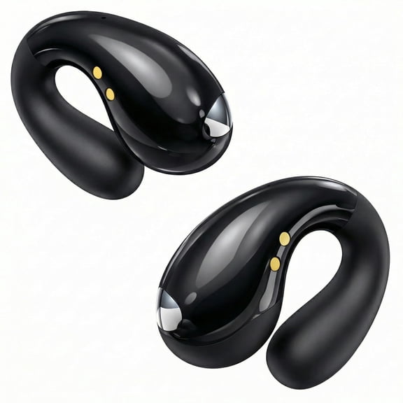 Ultra Open Ear Earbuds - Ergonomic Clip-On Earbuds, Bone Conduction Over-The-Ear Headphones with Waterproof Design and Secure Fit for Small Ears, Midnight Black