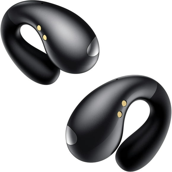 Ultra Open-Ear-Earbuds Wireless Bluetooth - Ergonomic Clip-On Earbuds, Bone Conduction Over-The-Ear Headphones with Waterproof Design and Secure Fit for Small Ears, Classic Black