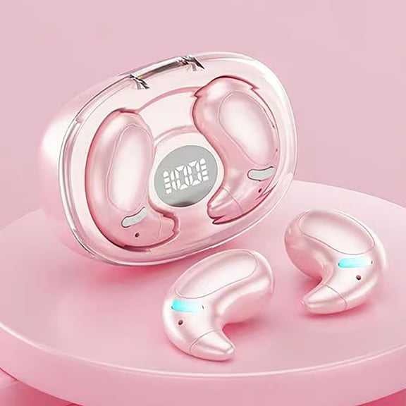 Ultra Open Ear Headphones Wireless Bluetooth - Ergonomic Pro Over The Ear Earbuds with Air-Like Silicone Design, Bone Conduction Headphones for Running, Workouts, and Fitness, Bluetooth 5.4,Pink