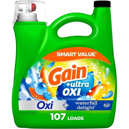 Ultra Oxi Liquid Laundry Detergent, 107 loads, 154 fl oz, Waterf Delight Scent, 2-in-1, HE Compatible