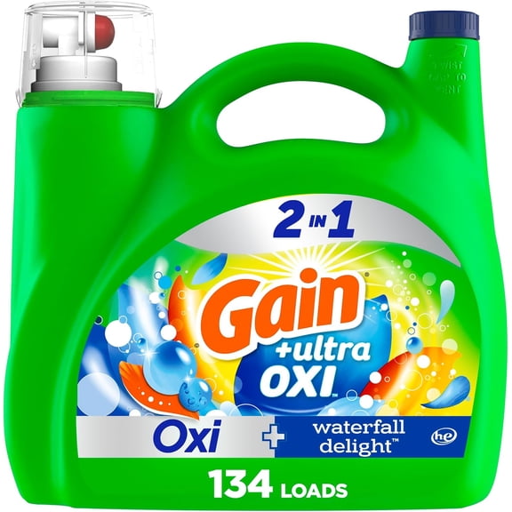 Ultra Oxi Liquid Laundry Deternt, Waterf Delight Scent, 194 fl oz, 134 Loads, Freshness + Odor Fighting, High Efficiency Washing Machine ing Soap