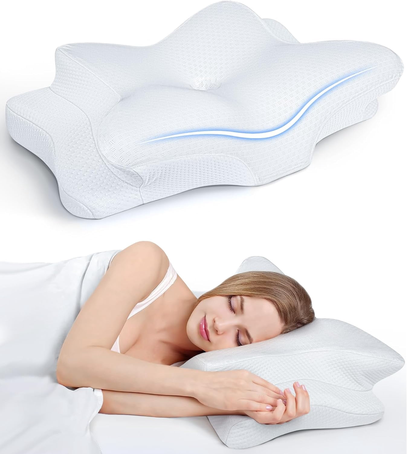 Ultra Pain Relief Cooling Pillow for Neck Support, Adjustable Cervical