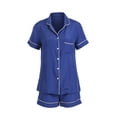 thumbnail image 1 of Dewadbow Womens Satin Silk Pajamas Set Short Sleeve Button-Down Sleepwear, 1 of 6