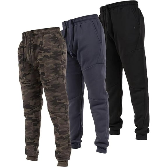 Ultra Performance 3 Pack Fleece Active Tech Joggers for Men, Mens Sweatpants with Zipper Pockets