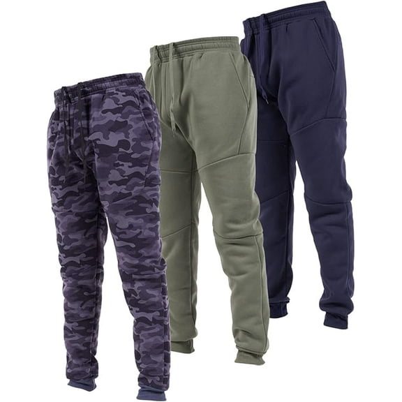 Ultra Performance 3 Pack Fleece Active Tech Joggers for Men, Mens Sweatpants with Zipper Pockets
