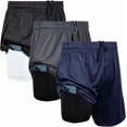 thumbnail image 1 of Ultra Performance 3 Pack Mens 2 in 1 Athletic Running Shorts 7 inch Inseam Workout Gym Compression Shorts for Men, 1 of 6