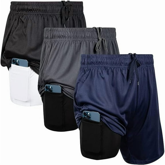 Ultra Performance 3 Pack Mens Athletic Running Shorts, 7 inch Inseam Workout Gym Compression Shorts for Men
