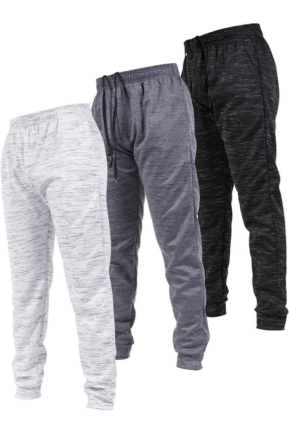 3 Pack Joggers for Men, Mens Athletic Sweatpants with Pockets for Men