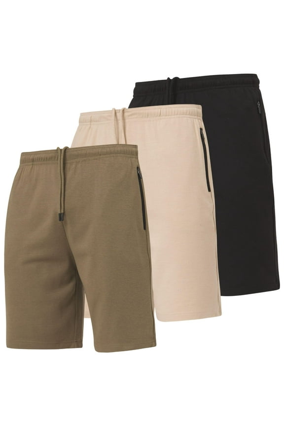 3 Pack Mens Shorts Casual Men's Athletic Short Workout Gym Shorts for Men with Zipper Pockets, Small - 5X