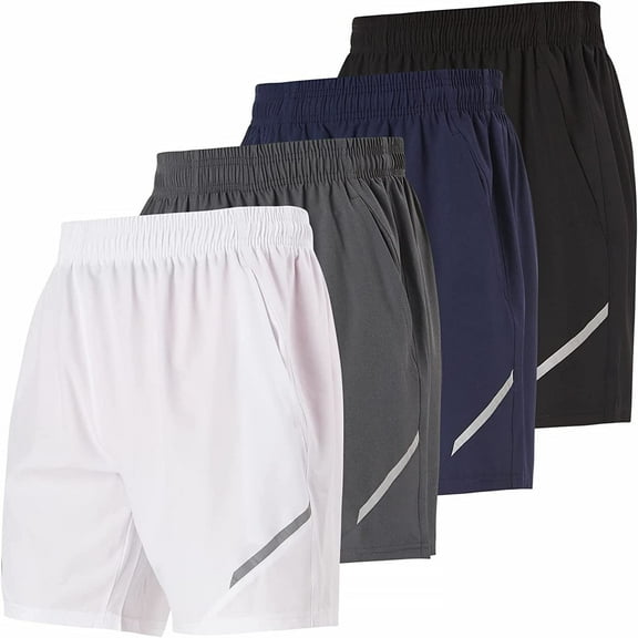 Ultra Performance 4 Pack Mens Athletic Running Shorts 7 Inch Inseam Nylon Gym Workout Shorts for Men