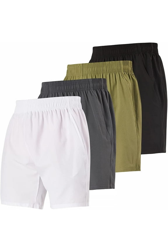 4 Pack Mens Athletic Running Shorts 7 Inch Inseam Nylon Gym Workout Shorts for Men