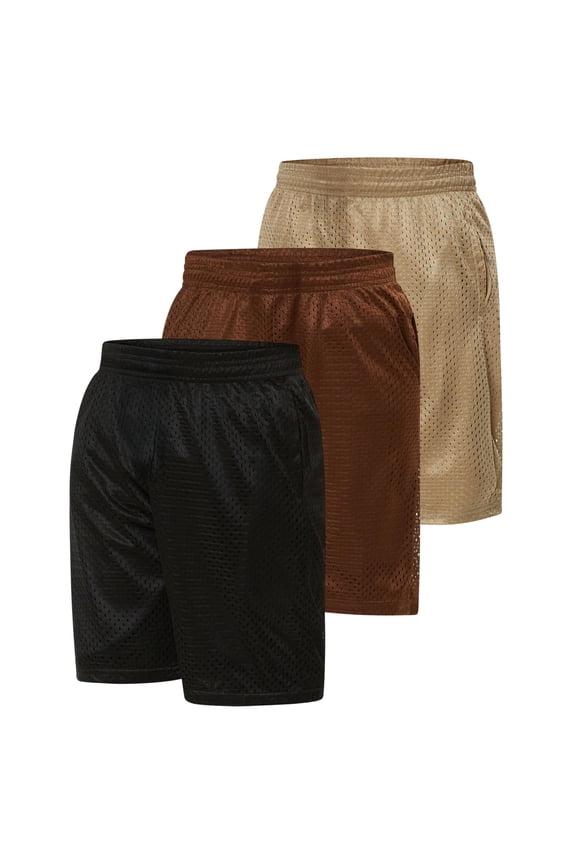 Boy's Basketball Short's 3 Pack Mesh Athletic Shorts Youth Basketball Soccer & Gym Short for Active Boys