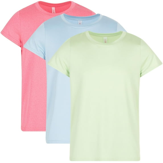 Ultra Performance Girl's Athletic Top's 3 Pack Girls Crewneck Short Sleeve Shirts Active Tees for Girl, Soccer & Sports T-Shirts for Teens