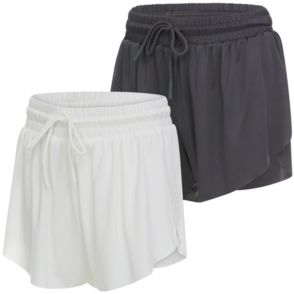 Ultra Performance Girl's Butterfly Short's 2 Pack Girls Athletic Short Basketball Soccer Flowy Active Shorts for Girls Charcoal/White