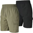 thumbnail image 1 of Ultra Performance Men's Nylon Cargo Short's- 2 Pack Mens Golf & Hiking Stretch Shorts with Pockets Quick Dry Hybrid Short for Men Dark Olive/Black, 1 of 7