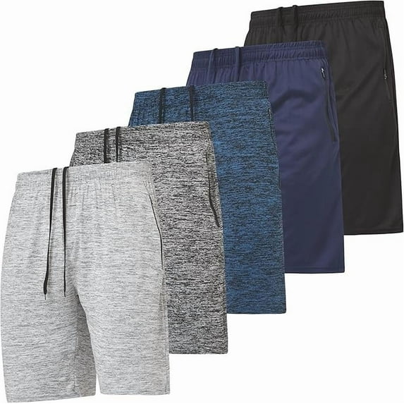 Ultra Performance Mens 5 Pack Athletic Running Shorts, Basketball Gym Workout Shorts for Men with Zippered Pockets