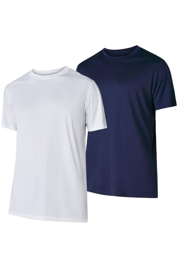 Mens Dry-Fit Shirts 2 Pack Workout Gym T-Shirts, Athletic Tees for Men, Multipack Training Tops Navy/White