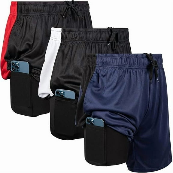 Ultra Performance Mens Shorts with Spandex Underneath, 2 in 1 Shorts Men