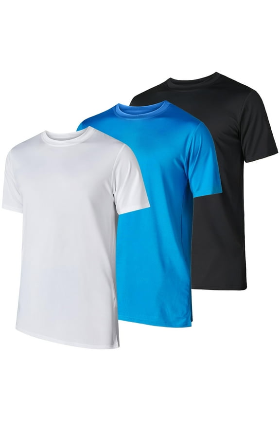 Mens Workout Shirts - 3 Pack Dri-Fit Gym T-Shirts, Athletic Tees for Men, Multipack Training Tops, Perfect for Fitness & Exercise.