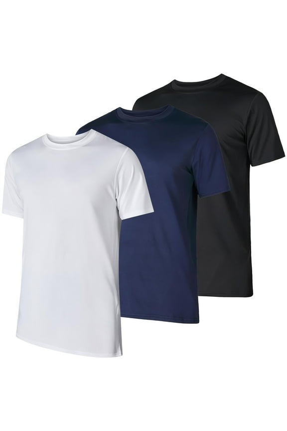 Mens Workout Shirts - 3 Pack Dri-Fit Gym T-Shirts, Athletic Tees for Men, Multipack Training Tops, Perfect for Fitness & Exercise.