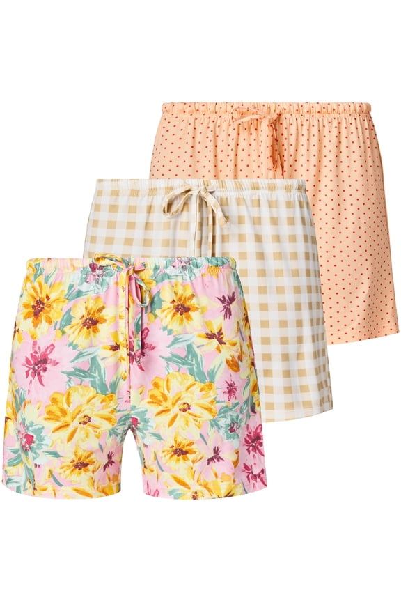 Women's 3 Pack Boxer Pajama Shorts  Womens Sleep Lounge Shorts, Casual Yummy PJ Short for Women Avail in Plus Size