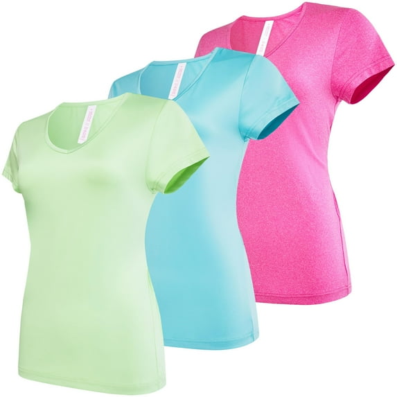 Ultra Performance Women's 3 Pack V-Neck Dry Fit T-Shirt's Womens Athletic Tops & Workout Gym Shirts Casual Short Sleeve Running Tees for Women