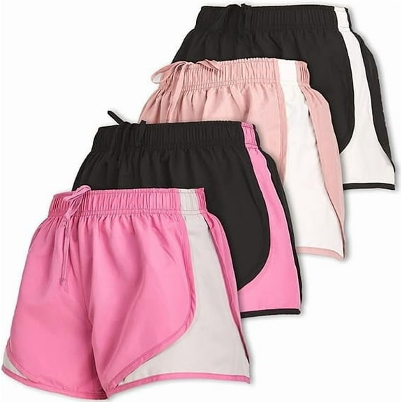 Ultra Performance Women's Running Shorts 4-Pack Athletic Workout Gym Shorts for Women, with Brief Liner